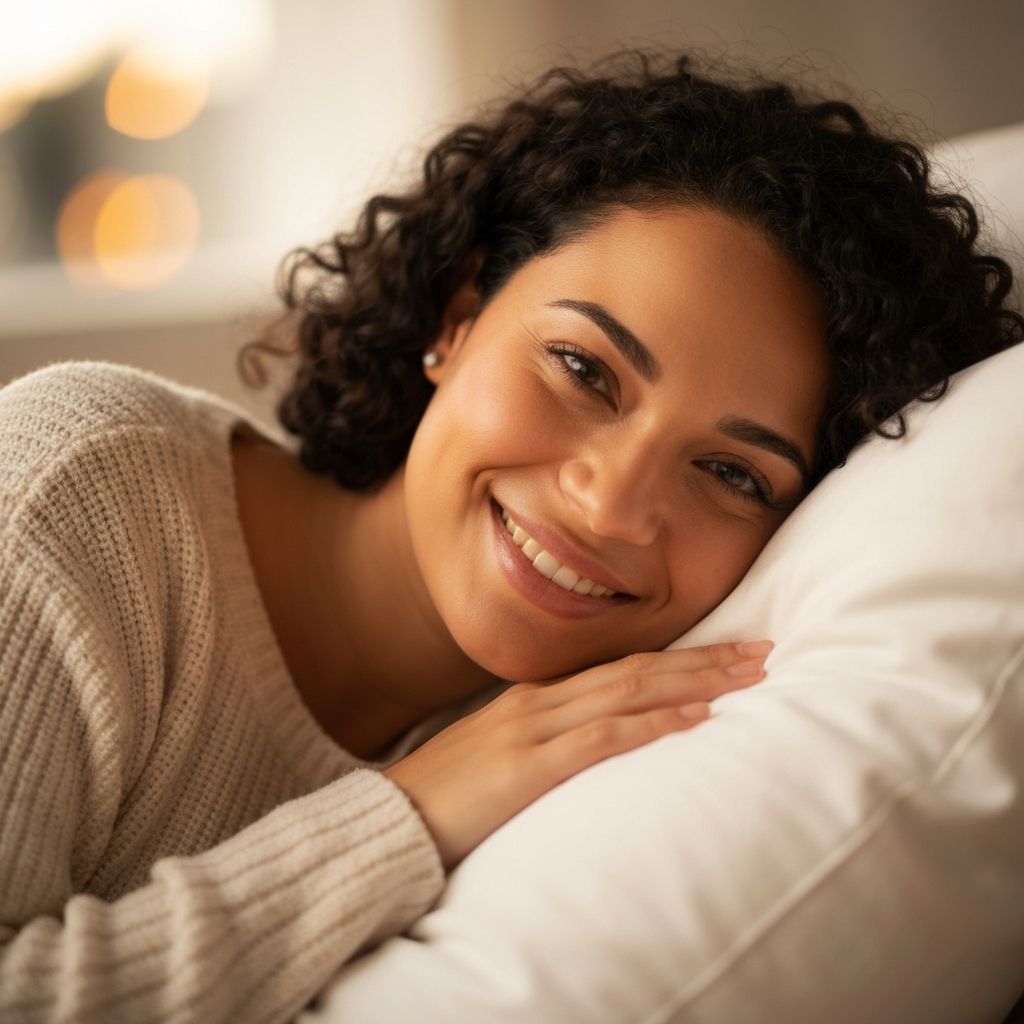 Femme enceinte relaxant avec un coussin de grossesse